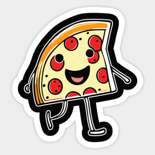 Cute Walking Smiling Pizza Slice Sticker